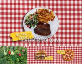 Pr美食模板 10张66秒笔刷美食餐厅餐饮菜单展示宣传 Pr模板素材